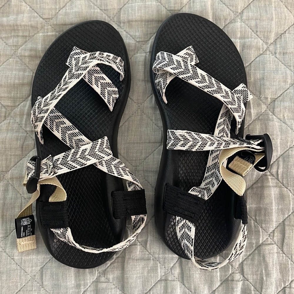 Chaco classic Black and White sandals. New in box. Size 9